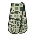 thumbnail image 1 of Yayeee Double Oven Mitt Kitchen Heat Resistant Baking 35" x7" Quilted Glove, Green Geometric, 1 of 6