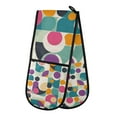 thumbnail image 1 of Yayeee Double Oven Mitt Kitchen Heat Resistant Baking 35" x7" Quilted Glove, Green Geometric, 1 of 6
