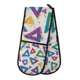 thumbnail image 1 of Yayeee Double Oven Mitt Kitchen Heat Resistant Baking 35" x7" Quilted Glove, Green Simple Triangles, 1 of 6