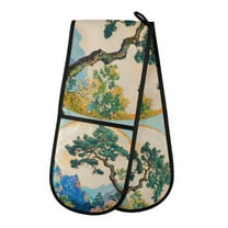 Yayeee Double Oven Mitt Kitchen Heat Resistant Baking 35" x7" Quilted Glove, Large Pine Tree