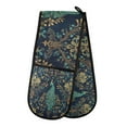 thumbnail image 1 of Yayeee Double Oven Mitt Kitchen Heat Resistant Baking 35" x7" Quilted Glove, Navy Blue Peacock Pattern, 1 of 6