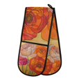 thumbnail image 1 of Yayeee Double Oven Mitt Kitchen Heat Resistant Baking 35" x7" Quilted Glove, Orange Abstract Floral, 1 of 6