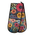 thumbnail image 1 of Yayeee Double Oven Mitt Kitchen Heat Resistant Baking 35" x7" Quilted Glove, Orange Colorful Flowers, 1 of 6