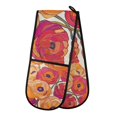 thumbnail image 1 of Yayeee Double Oven Mitt Kitchen Heat Resistant Baking 35" x7" Quilted Glove, Orange Hand Drawn Floral, 1 of 6