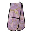 thumbnail image 1 of Yayeee Double Oven Mitt Kitchen Heat Resistant Baking 35" x7" Quilted Glove, Pastel Pink Marble Pattern, 1 of 6