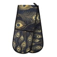 thumbnail image 1 of Yayeee Double Oven Mitt Kitchen Heat Resistant Baking 35" x7" Quilted Glove, Peacock Feathers Pattern, 1 of 6