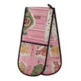 thumbnail image 1 of Yayeee Double Oven Mitt Kitchen Heat Resistant Baking 35" x7" Quilted Glove, Pink Christmas House, 1 of 6
