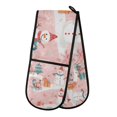 thumbnail image 1 of Yayeee Double Oven Mitt Kitchen Heat Resistant Baking 35" x7" Quilted Glove, Pink Christmas Snowman, 1 of 6