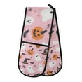 thumbnail image 1 of Yayeee Double Oven Mitt Kitchen Heat Resistant Baking 35" x7" Quilted Glove, Pink Halloween Ghosts, 1 of 6
