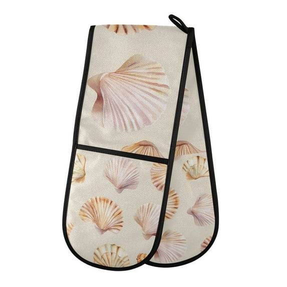 Yayeee Double Oven Mitt Kitchen Heat Resistant Baking 35" x7" Quilted Glove, Pink Seashell