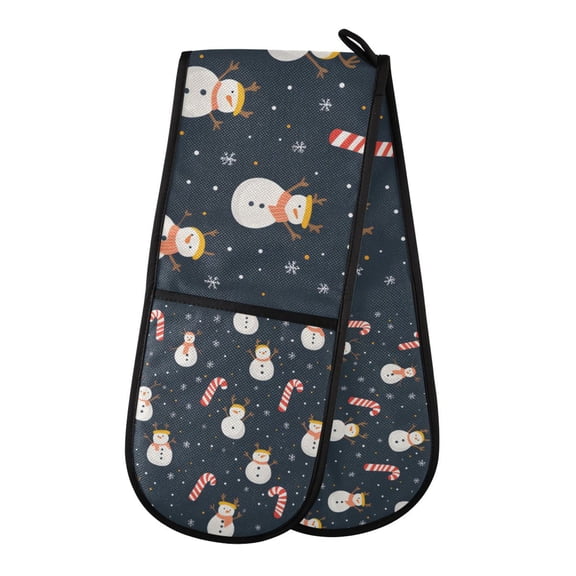 Yayeee Double Oven Mitt Kitchen Heat Resistant Baking 35" x7" Quilted Glove, Playful Winter