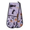 thumbnail image 1 of Yayeee Double Oven Mitt Kitchen Heat Resistant Baking 35" x7" Quilted Glove, Purple Halloween Pumpkin, 1 of 6