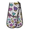 thumbnail image 1 of Yayeee Double Oven Mitt Kitchen Heat Resistant Baking 35" x7" Quilted Glove, Purple Retro Pattern, 1 of 6