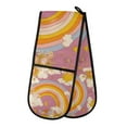 thumbnail image 1 of Yayeee Double Oven Mitt Kitchen Heat Resistant Baking 35" x7" Quilted Glove, Purple Retro Rainbow, 1 of 6
