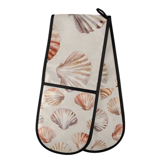 Yayeee Double Oven Mitt Kitchen Heat Resistant Baking 35" x7" Quilted Glove, Purple Seashell