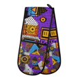 thumbnail image 1 of Yayeee Double Oven Mitt Kitchen Heat Resistant Baking 35" x7" Quilted Glove, Purple Simple Triangles, 1 of 6