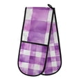 thumbnail image 1 of Yayeee Double Oven Mitt Kitchen Heat Resistant Baking 35" x7" Quilted Glove, Purple and White Pattern, 1 of 6