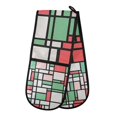 thumbnail image 1 of Yayeee Double Oven Mitt Kitchen Heat Resistant Baking 35" x7" Quilted Glove, Red Abstract Geometric, 1 of 6