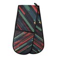 thumbnail image 1 of Yayeee Double Oven Mitt Kitchen Heat Resistant Baking 35" x7" Quilted Glove, Red Abstract Lines, 1 of 6