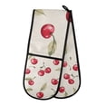 thumbnail image 1 of Yayeee Double Oven Mitt Kitchen Heat Resistant Baking 35" x7" Quilted Glove, Red Cherry, 1 of 6