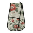 thumbnail image 1 of Yayeee Double Oven Mitt Kitchen Heat Resistant Baking 35" x7" Quilted Glove, Red Floral Pattern, 1 of 6