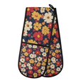 thumbnail image 1 of Yayeee Double Oven Mitt Kitchen Heat Resistant Baking 35" x7" Quilted Glove, Red Floral, 1 of 6