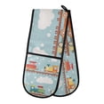 thumbnail image 1 of Yayeee Double Oven Mitt Kitchen Heat Resistant Baking 35" x7" Quilted Glove, Red Trains Pattern, 1 of 6