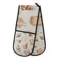 thumbnail image 1 of Yayeee Double Oven Mitt Kitchen Heat Resistant Baking 35" x7" Quilted Glove, Red Watercolor Seashells, 1 of 6