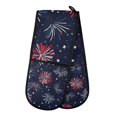 thumbnail image 1 of Yayeee Double Oven Mitt Kitchen Heat Resistant Baking 35" x7" Quilted Glove, Red and Blue Fireworks Pattern, 1 of 6