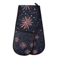 thumbnail image 1 of Yayeee Double Oven Mitt Kitchen Heat Resistant Baking 35" x7" Quilted Glove, Red and White Fireworks Pattern, 1 of 6