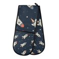 thumbnail image 1 of Yayeee Double Oven Mitt Kitchen Heat Resistant Baking 35" x7" Quilted Glove, Rocket Pattern, 1 of 6