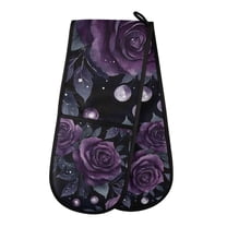 Yayeee Double Oven Mitt Kitchen Heat Resistant Baking 35" x7" Quilted Glove, Roses and Pearls