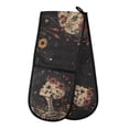 thumbnail image 1 of Yayeee Double Oven Mitt Kitchen Heat Resistant Baking 35" x7" Quilted Glove, Skeleton with Flowers Pattern, 1 of 6
