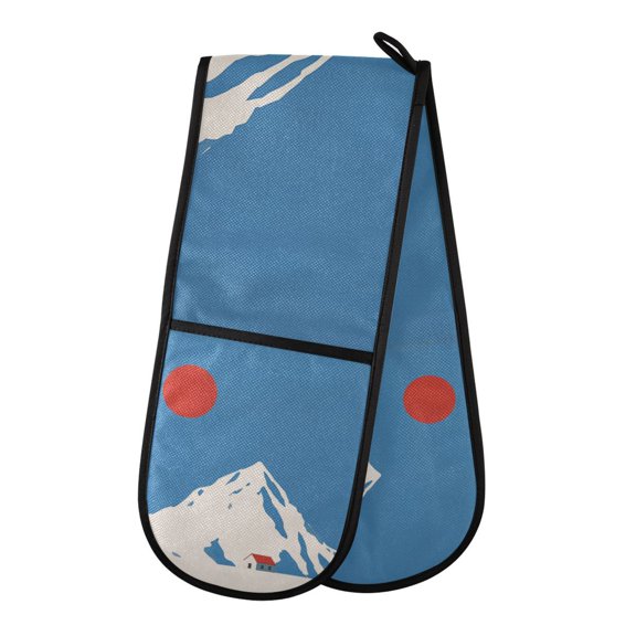 Yayeee Double Oven Mitt Kitchen Heat Resistant Baking 35" x7" Quilted Glove, Snow Mountain