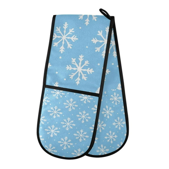 Yayeee Double Oven Mitt Kitchen Heat Resistant Baking 35" x7" Quilted Glove, Snowflake Pattern