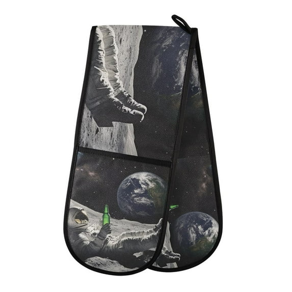 Yayeee Double Oven Mitt Kitchen Heat Resistant Baking 35" x7" Quilted Glove, Space Earth