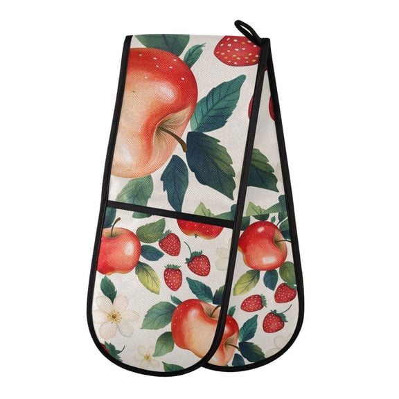 Yayeee Double Oven Mitt Kitchen Heat Resistant Baking 35" x7" Quilted Glove, Strawberry Pattern