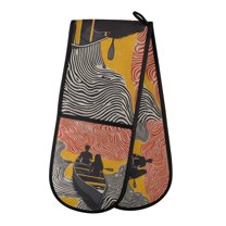 Yayeee Double Oven Mitt Kitchen Heat Resistant Baking 35" x7" Quilted Glove, Striped Boat