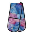 thumbnail image 1 of Yayeee Double Oven Mitt Kitchen Heat Resistant Baking 35" x7" Quilted Glove, Watercolor Blue Marble Pattern, 1 of 6