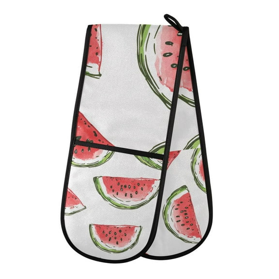 Yayeee Double Oven Mitt Kitchen Heat Resistant Baking 35" x7" Quilted Glove, Watermelon Pattern