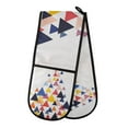 thumbnail image 1 of Yayeee Double Oven Mitt Kitchen Heat Resistant Baking 35" x7" Quilted Glove, White Abstract Triangles, 1 of 6