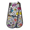 thumbnail image 1 of Yayeee Double Oven Mitt Kitchen Heat Resistant Baking 35" x7" Quilted Glove, White Doodle Pattern, 1 of 6