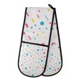 thumbnail image 1 of Yayeee Double Oven Mitt Kitchen Heat Resistant Baking 35" x7" Quilted Glove, White Retro Pattern, 1 of 6