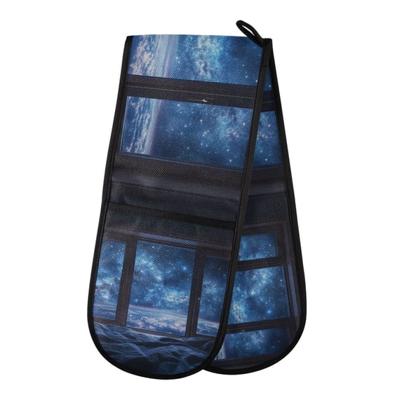 Yayeee Double Oven Mitt Kitchen Heat Resistant Baking 35" x7" Quilted Glove, Window Space