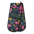 thumbnail image 1 of Yayeee Double Oven Mitt Kitchen Heat Resistant Baking 35" x7" Quilted Glove, Yellow Floral Flamingo, 1 of 6