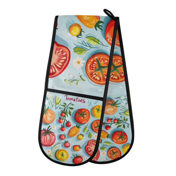 Yayeee Double Oven Mitt Kitchen Heat Resistant Baking 35" x7" Quilted Glove, Yellow Tomatoes