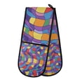 thumbnail image 1 of Yayeee Double Oven Mitt Kitchen Heat Resistant Baking 35" x7" Quilted Glove, Yellow Wavy Plaid, 1 of 6