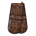 thumbnail image 1 of Yayeee Double Oven Mitt Kitchen Heat Resistant Baking 35" x7" Quilted Cotton Glove, Brown Tribal Pattern, 1 of 6