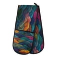 thumbnail image 1 of Yayeee Double Oven Mitt Kitchen Heat Resistant Baking 35" x7" Quilted Cotton Glove, Colorful Waves Pattern, 1 of 6