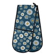thumbnail image 1 of Yayeee Double Oven Mitt Kitchen Heat Resistant Baking 35" x7" Quilted Cotton Glove, Green Daisy Pattern, 1 of 6